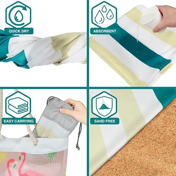 SUN CUBE Microfiber Sand Free Beach Towel - Quick Dry Fast Absorbent Lightweight Towel for Travel Beach Swim Pool Camping Packable Compact Oversized Towel, Sand Resistant - Beige Cream, 60x30 Inches