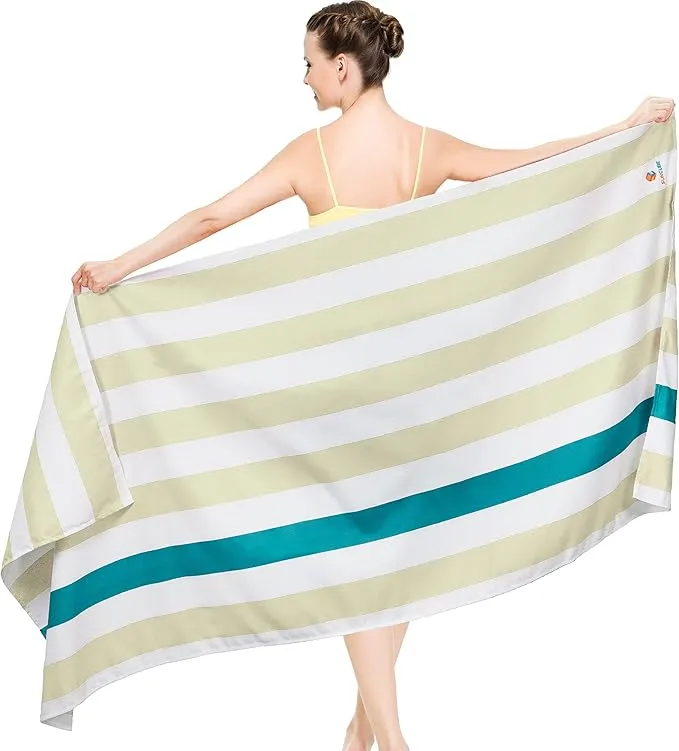 SUN CUBE Microfiber Sand Free Beach Towel - Quick Dry Fast Absorbent Lightweight Towel for Travel Beach Swim Pool Camping Packable Compact Oversized Towel, Sand Resistant - Beige Cream, 60x30 Inches