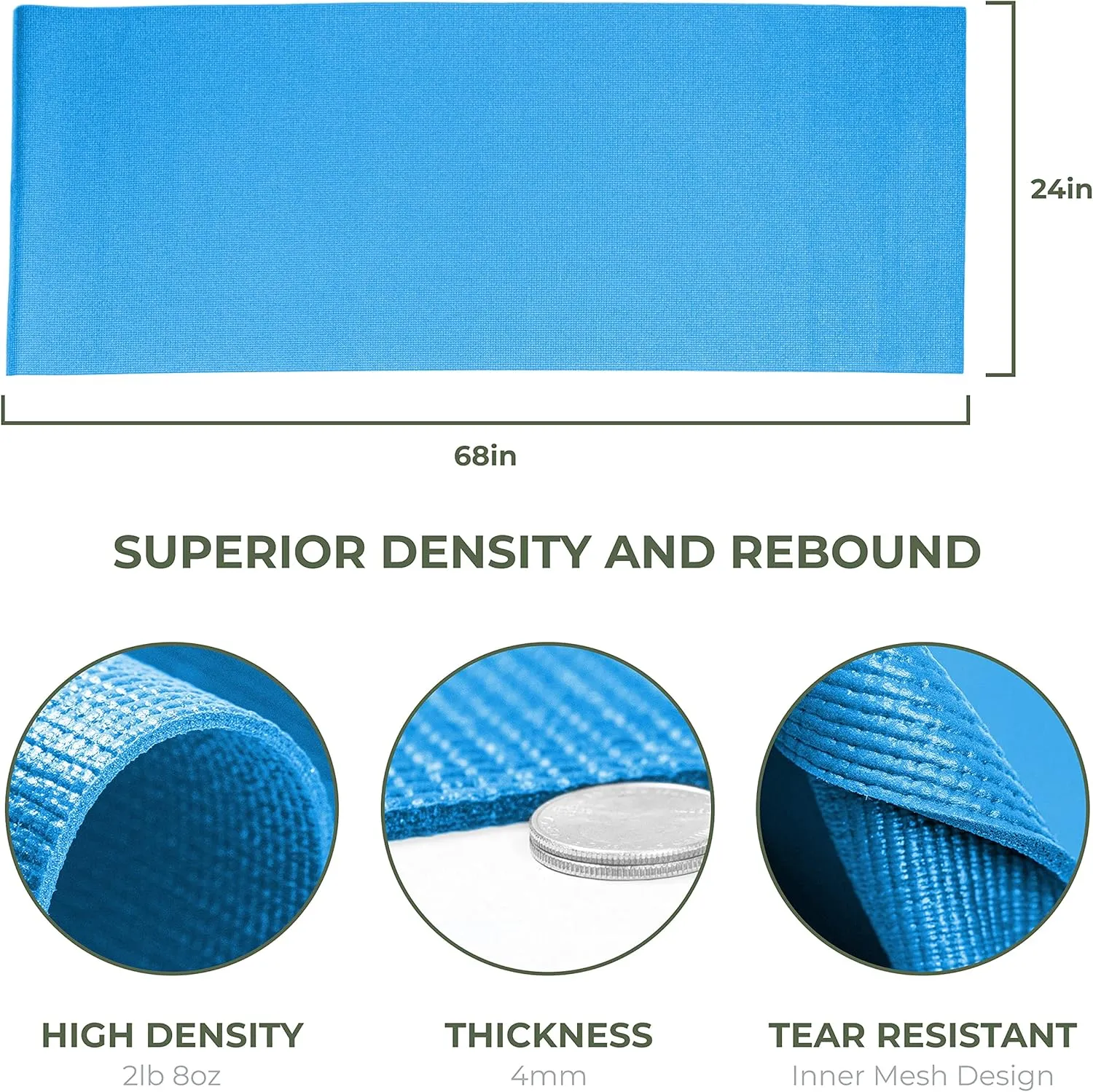 Sunshine Yoga 10-Pack Explore Yoga Mat, 68" x 24" Exercise Mat, 4mm Thick Non Slip Workout Mat, Anti-Tear Gym Mat, Bulk Yoga Mats for Home Workout or Studio