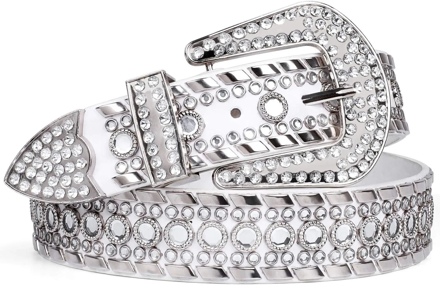SUOSDEY Rhinestone Belt for Men Women Western Cowboy Cowgirl Bling Studded Leather Belt for Jeans Pants