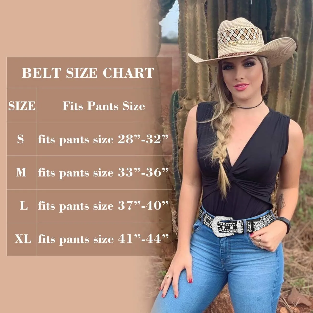 SUOSDEY Rhinestone Belt for Men Women Western Cowboy Cowgirl Bling Studded Leather Belt for Jeans Pants