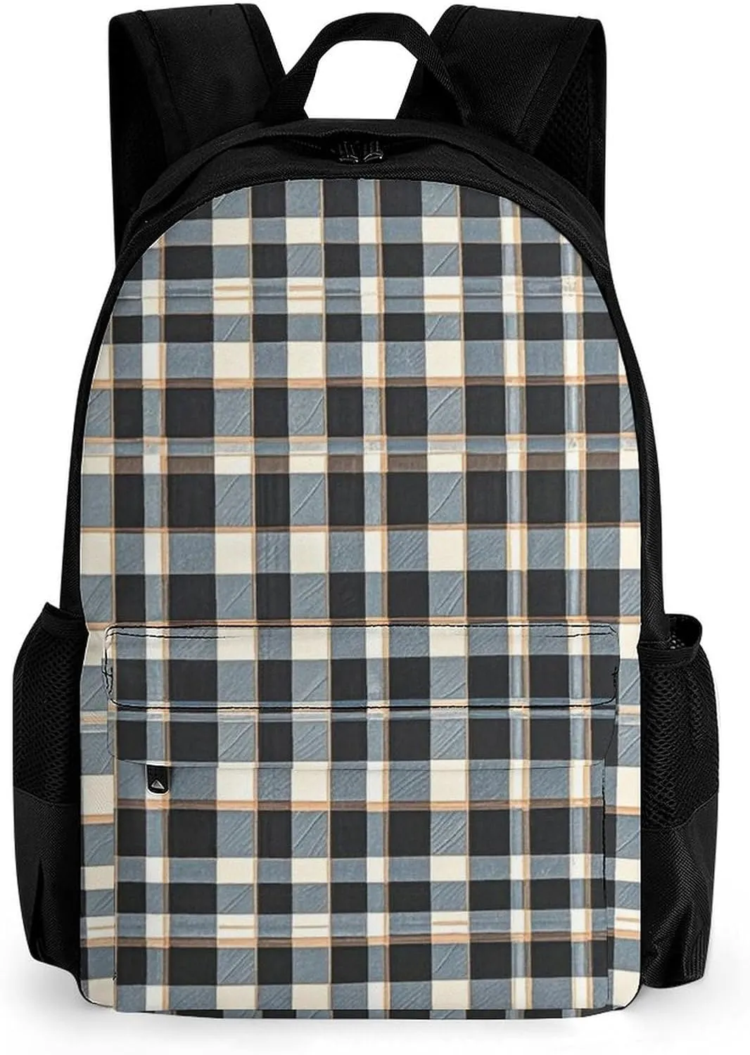 Supdreamc Men Women Lightweight Retro Scottish Tartan Plaid Art Daypack Bookbag Big Capacity Carry On Bag With Side Pockets for Camping Travel Bicycle