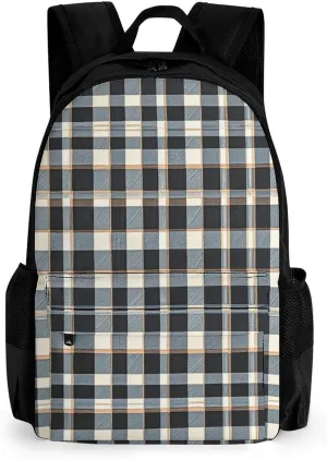 Supdreamc Men Women Lightweight Retro Scottish Tartan Plaid Art Daypack Bookbag Big Capacity Carry On Bag With Side Pockets for Camping Travel Bicycle