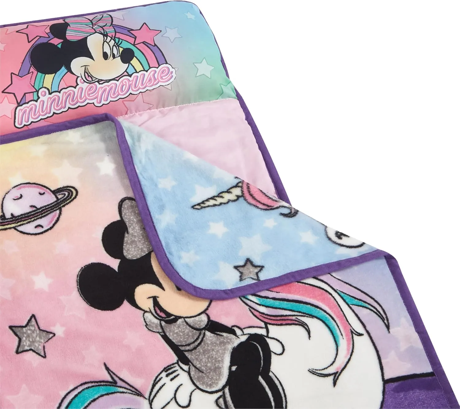Super Soft Plush Toddler Quilted Nap Mat with Built in Blanket and Pillow