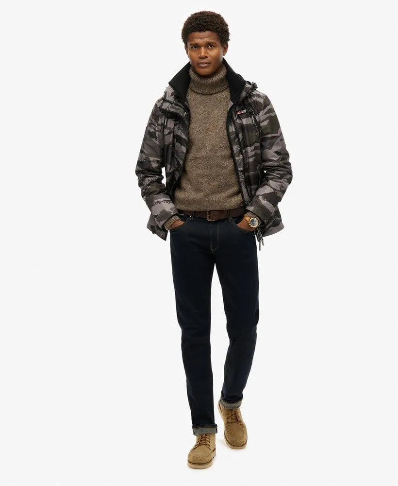 Superdry Men's Hooded Mountain Windbreaker Jacket, Dark Grey Tiger Camo