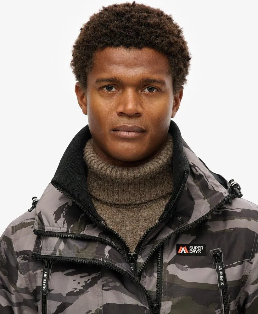 Superdry Men's Hooded Mountain Windbreaker Jacket, Dark Grey Tiger Camo