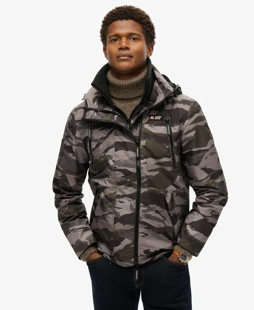 Superdry Men's Hooded Mountain Windbreaker Jacket, Dark Grey Tiger Camo