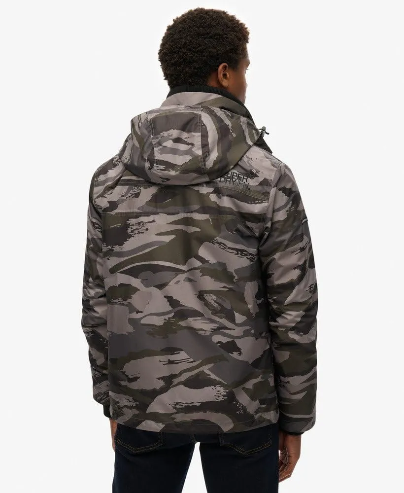 Superdry Men's Hooded Mountain Windbreaker Jacket, Dark Grey Tiger Camo