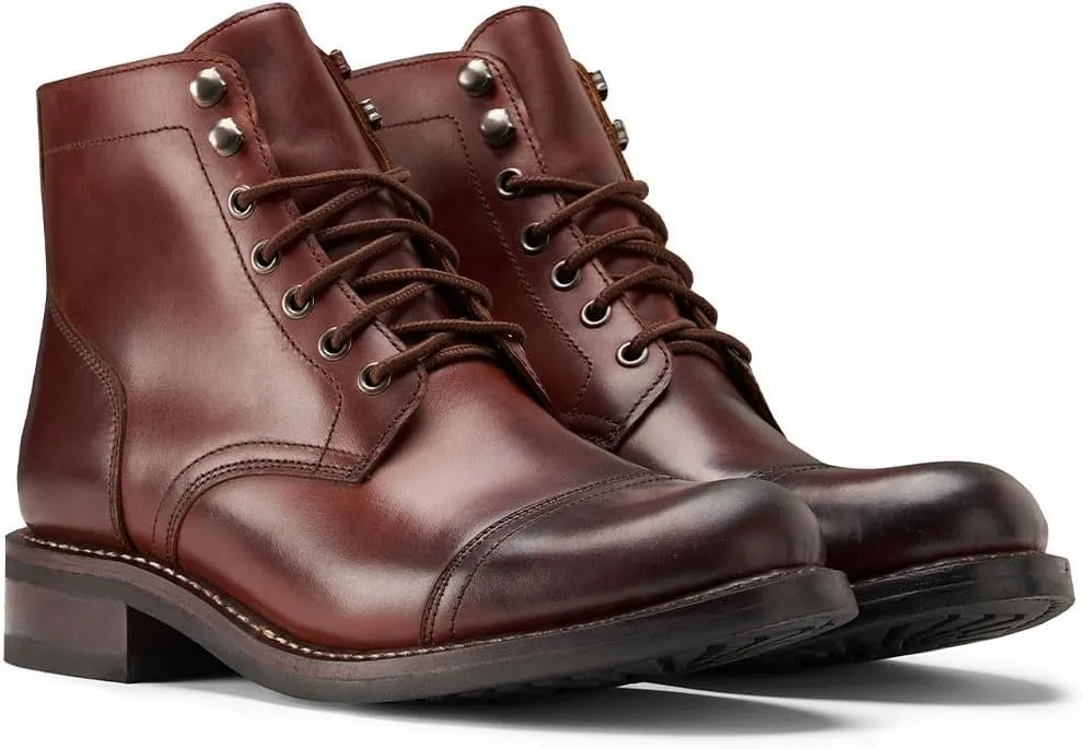 SUREWAY 6 Inch Men's Lace-up Ankle Boot - Cap Toe, Captain Genuine Leather Lace up Chukka Boots for Men,Classic Comfort Oxford Style Footwear