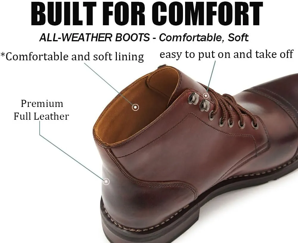 SUREWAY 6 Inch Men's Lace-up Ankle Boot - Cap Toe, Captain Genuine Leather Lace up Chukka Boots for Men,Classic Comfort Oxford Style Footwear