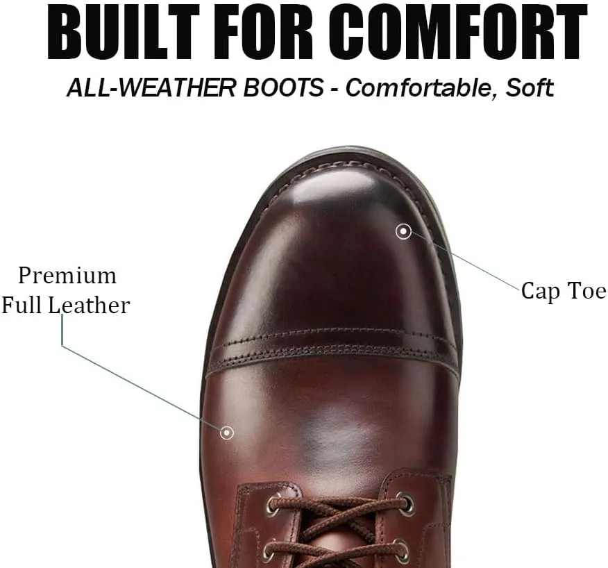 SUREWAY 6 Inch Men's Lace-up Ankle Boot - Cap Toe, Captain Genuine Leather Lace up Chukka Boots for Men,Classic Comfort Oxford Style Footwear