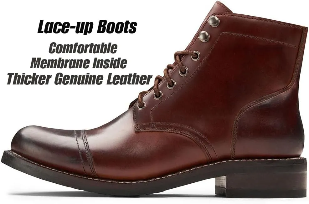 SUREWAY 6 Inch Men's Lace-up Ankle Boot - Cap Toe, Captain Genuine Leather Lace up Chukka Boots for Men,Classic Comfort Oxford Style Footwear