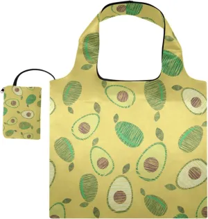 susiyo Hand Drawn Avocado Foldable Reusable Grocery Shopping Tote Bag Heavy Duty Eco-friendly Travel Recycle Shoulder Bag Folding to fits in Pocket for Women Men