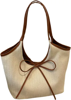 SweatyRocks Women's Bow Tote Bag Top Handle Large Capacity Shopping Shoulder Handbags