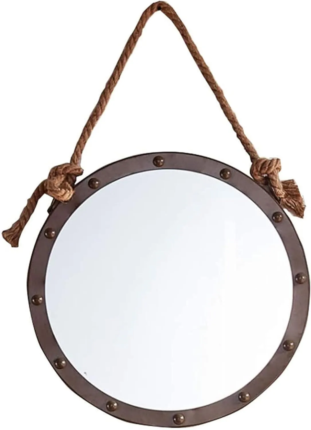 Tabletop Mirror Mirror, Bathroom, Wall-Mounted, Dressing Table,Nordic Hemp Rope Belt Makeup/Vanity Mirror/Bathroom Wall Wrought Iron Round Mirror Cosmetic Mirror