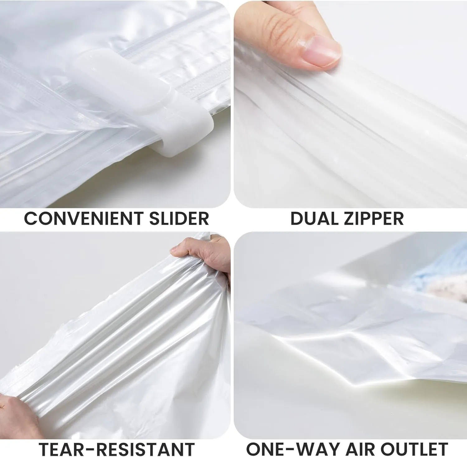 TAILI 15 Travel Compression Bags, Roll Up Space Saver Bags (5 Small 5 Medium 5 Large), Hand Roll Packing Storage Bags for Luggage, Suitcase and Cruises, No Pump or Vacuum Needed, Cream
