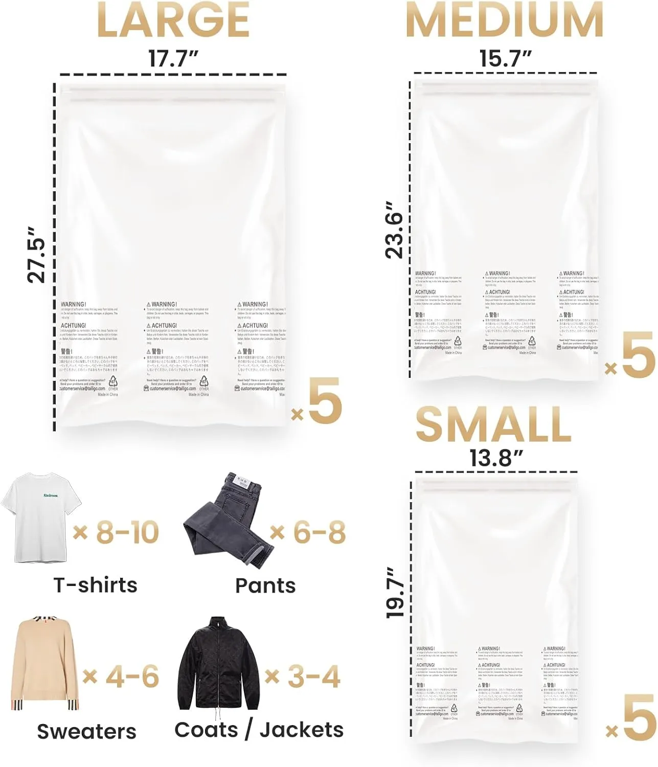 TAILI 15 Travel Compression Bags, Roll Up Space Saver Bags (5 Small 5 Medium 5 Large), Hand Roll Packing Storage Bags for Luggage, Suitcase and Cruises, No Pump or Vacuum Needed, Cream