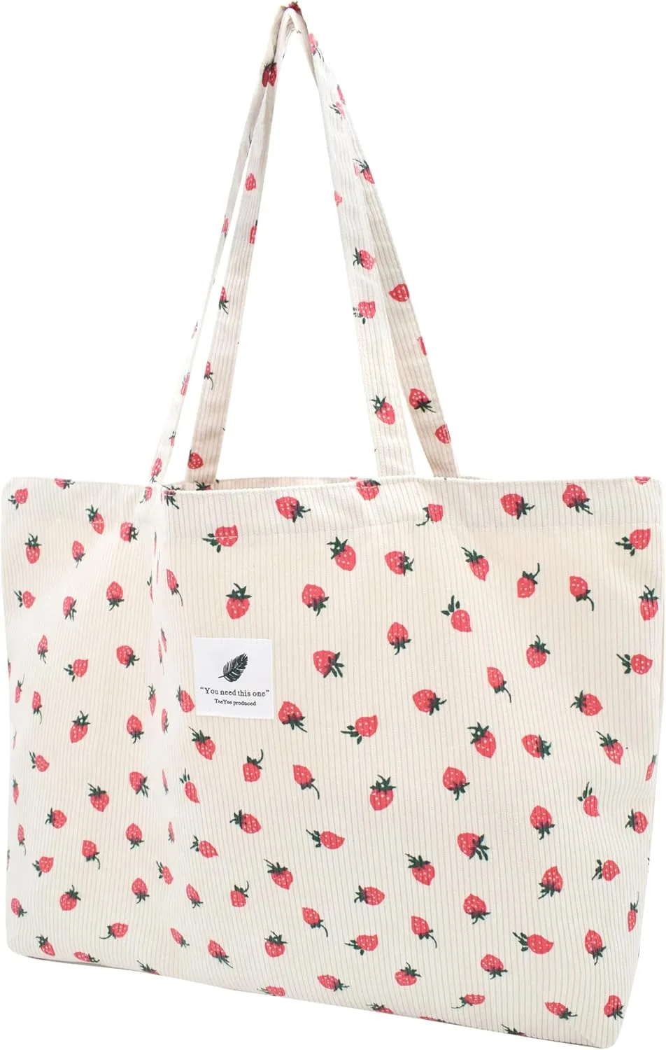 TeeYee Women's Corduroy Tote Bag Large Capacity Shoulder Bag Handbag Leisure Shopping Bag with 3 Snaps