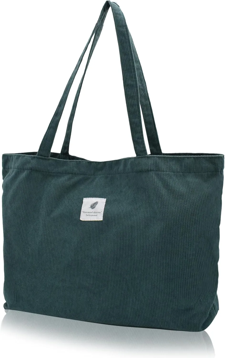 TeeYee Women's Corduroy Tote Bag Large Capacity Shoulder Bag Handbag Leisure Shopping Bag with 3 Snaps