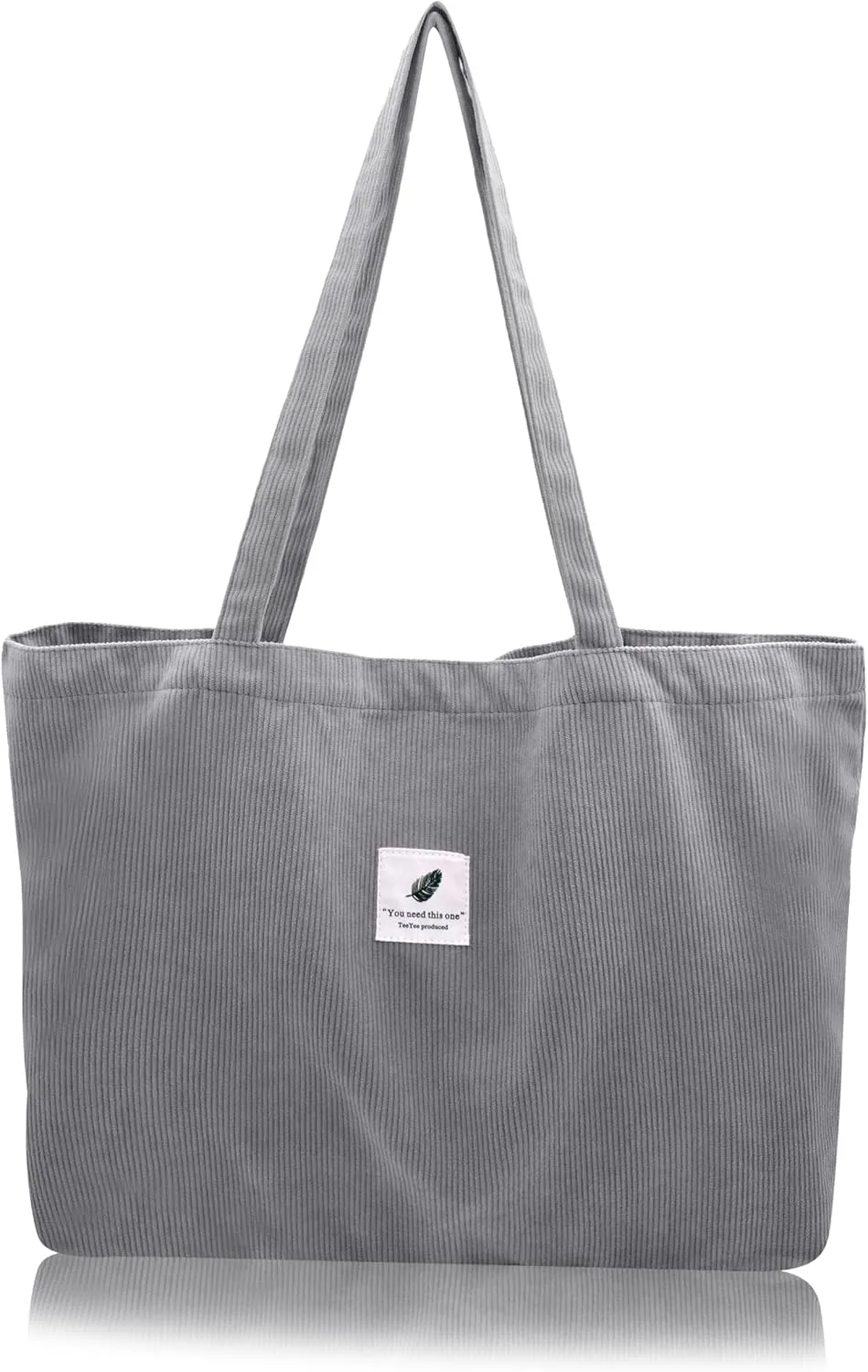 TeeYee Women's Corduroy Tote Bag Large Capacity Shoulder Bag Handbag Leisure Shopping Bag with 3 Snaps