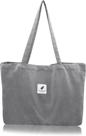 TeeYee Women's Corduroy Tote Bag Large Capacity Shoulder Bag Handbag Leisure Shopping Bag with 3 Snaps
