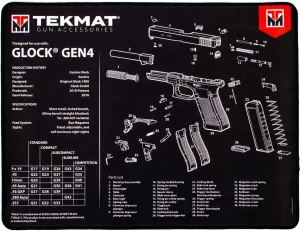 TekMat Ultra 20 Premium 15" X 20" - 1/4" Thick Oil Resistant Non-Slip Waterproof Stitched Edges Handgun Cleaning Mat for Use with Glock