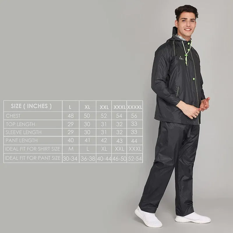 THE CLOWNFISH Rain Coat for Men Waterproof for Bike Reversible Double Layer with Hood Raincoat for Men. Set of Top and Bottom Packed in a Storage Bag Captain Pro Series (Grey, XXXX-Large)