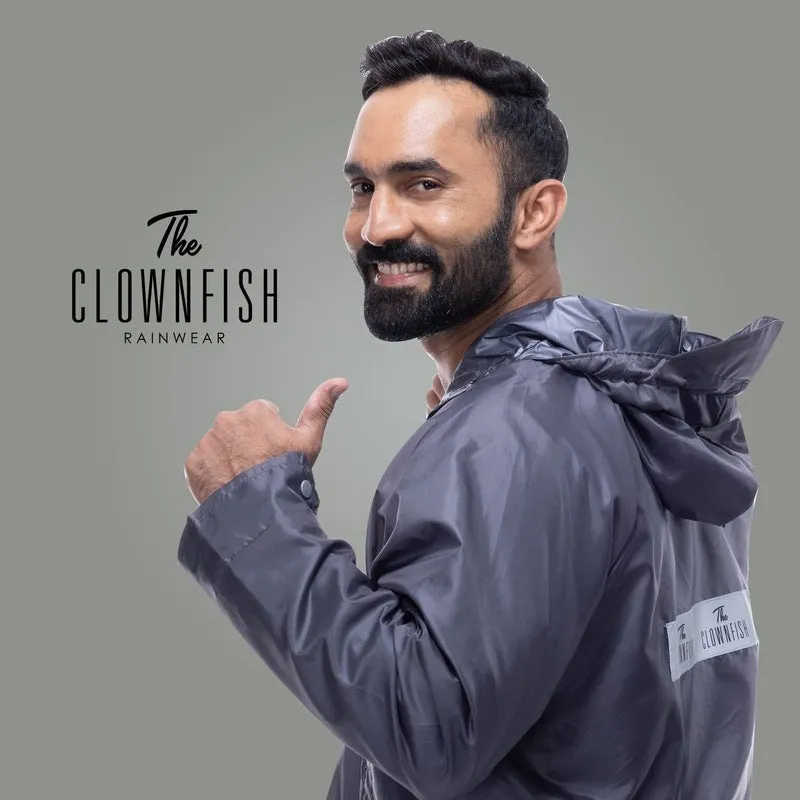 THE CLOWNFISH Rain Coat for Men Waterproof for Bike Reversible Double Layer with Hood Raincoat for Men. Set of Top and Bottom Packed in a Storage Bag Captain Pro Series (Grey, XXXX-Large)