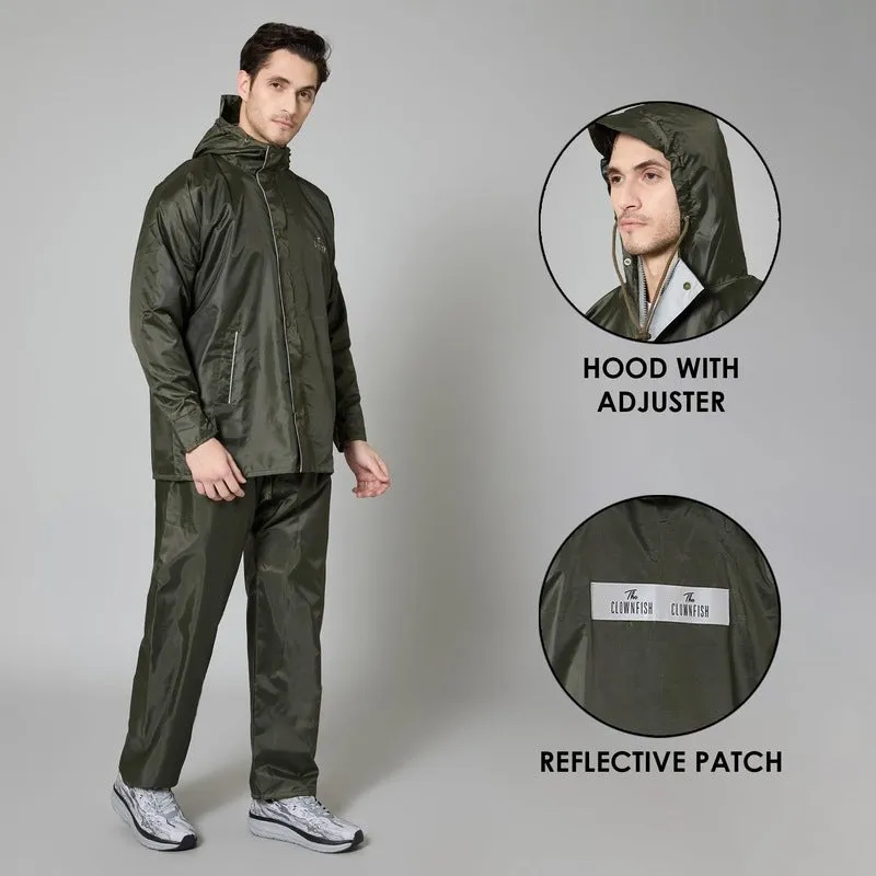 THE CLOWNFISH Rain Coat for Men - Waterproof, Reversible | Includes Pants | XXXL | Mehendi