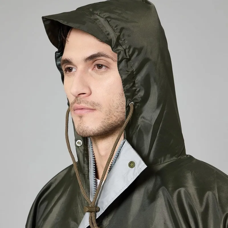 THE CLOWNFISH Rain Coat for Men - Waterproof, Reversible | Includes Pants | XXXL | Mehendi