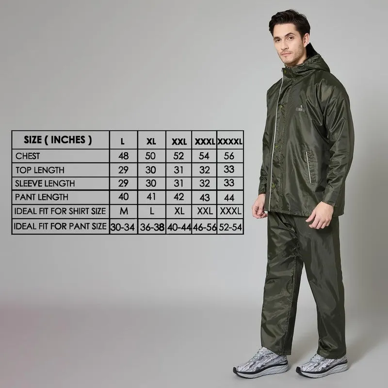 THE CLOWNFISH Rain Coat for Men - Waterproof, Reversible | Includes Pants | XXXL | Mehendi