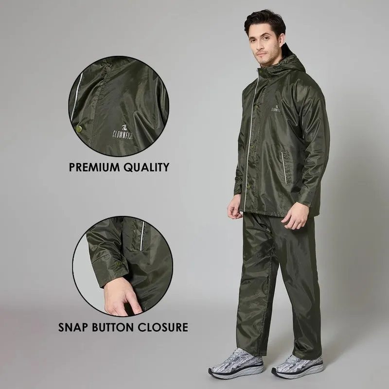 THE CLOWNFISH Rain Coat for Men - Waterproof, Reversible | Includes Pants | XXXL | Mehendi