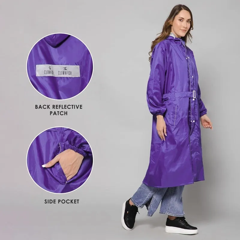 THE CLOWNFISH Reversible Waterproof Raincoat - Stylish & Functional | Includes Storage Bag | Large | Drizzle Diva Purple