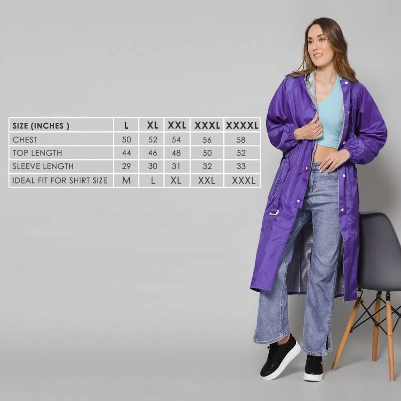 THE CLOWNFISH Reversible Waterproof Raincoat - Stylish & Functional | Includes Storage Bag | Large | Drizzle Diva Purple