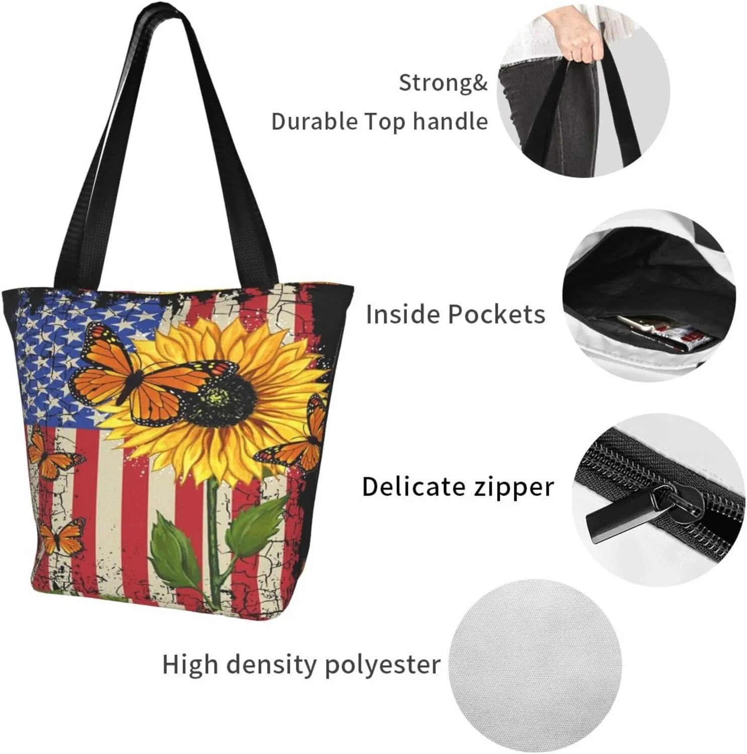 Thin Blue Line Women's Tote Bag Lightweight Shoulder Bag Shopping Handbag Large Capacity Handbag With Zipper