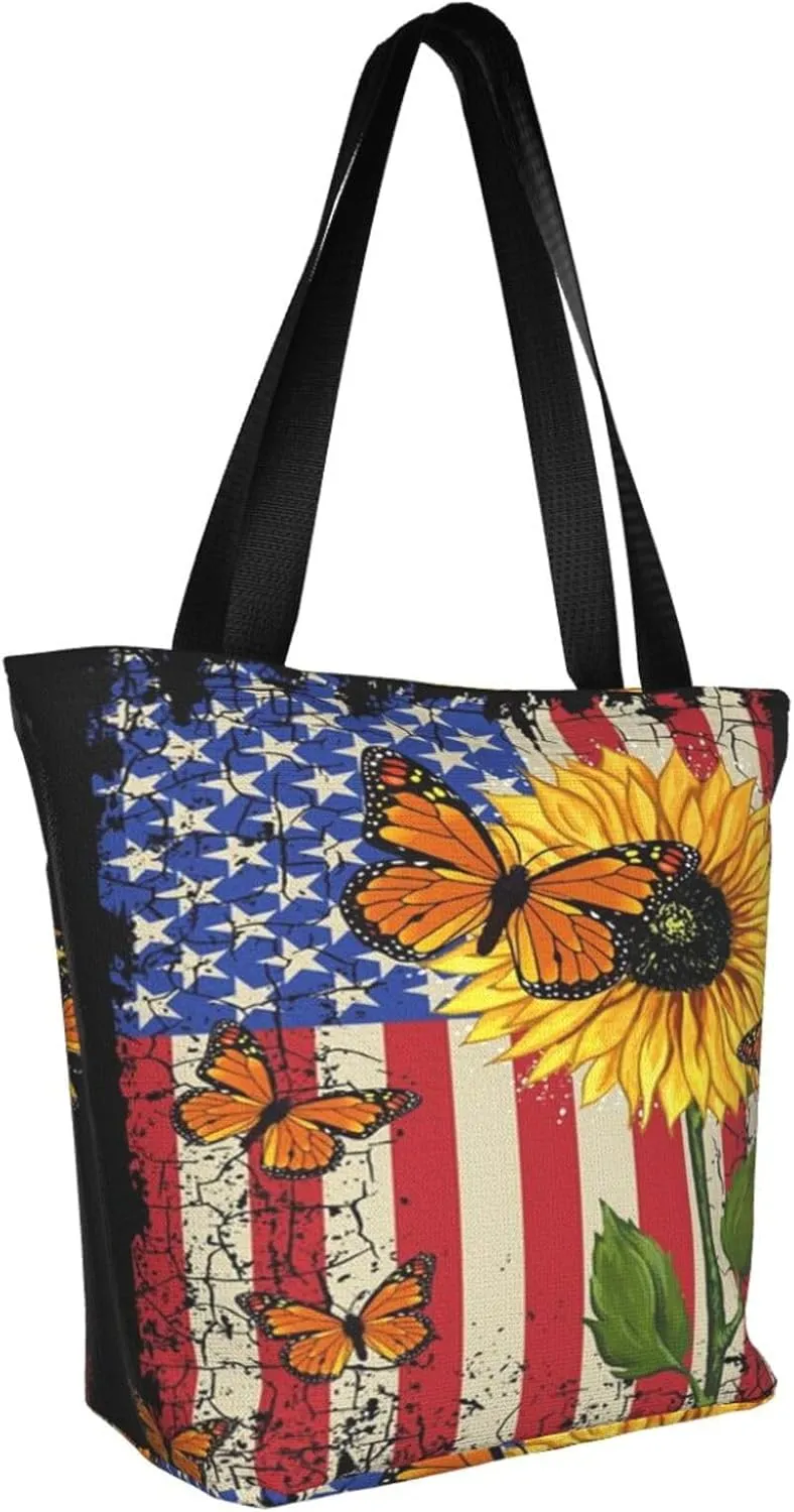 Thin Blue Line Women's Tote Bag Lightweight Shoulder Bag Shopping Handbag Large Capacity Handbag With Zipper