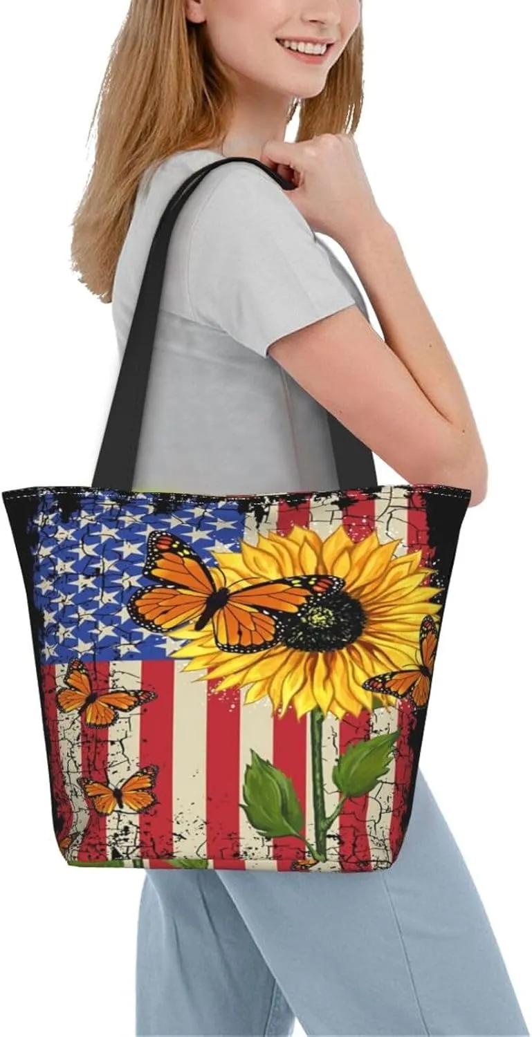 Thin Blue Line Women's Tote Bag Lightweight Shoulder Bag Shopping Handbag Large Capacity Handbag With Zipper