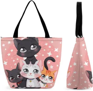 This Cartoon Little Cat Women's Shopping Bag Foldable Washable Shoulder Bag Adopts High-definition Printing Technology, with Clear Patterns And Rich Colors. There Are Many Patterns to Choose From, And