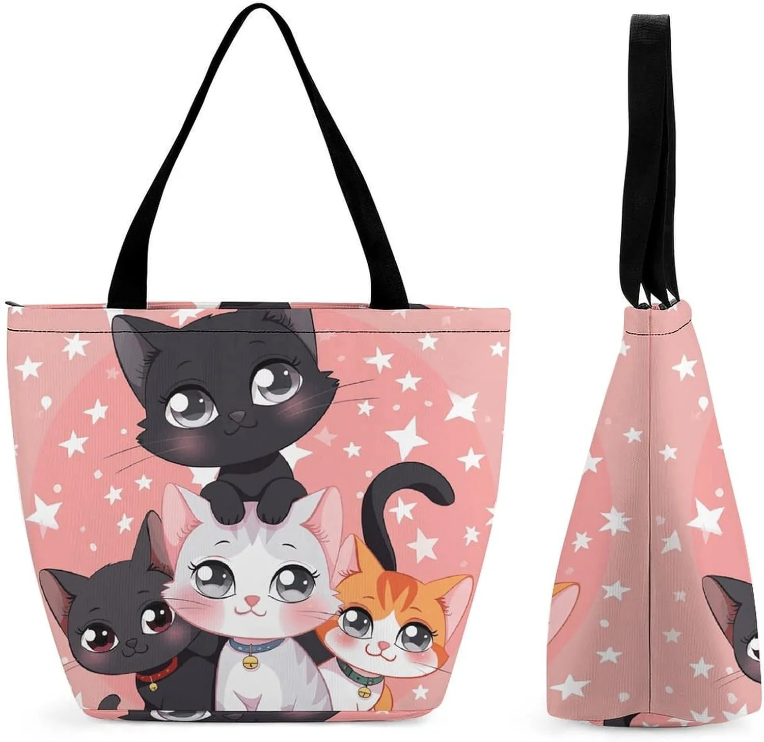 This Cartoon Little Cat Women's Shopping Bag Foldable Washable Shoulder Bag Adopts High-definition Printing Technology, with Clear Patterns And Rich Colors. There Are Many Patterns to Choose From, And