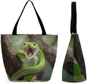This Snake Opens Its Mouth Women's Shopping Bag Foldable Washable Shoulder Bag Adopts High-definition Printing Technology, with Clear Patterns And Rich Colors. There Are Many Patterns to Choose From,