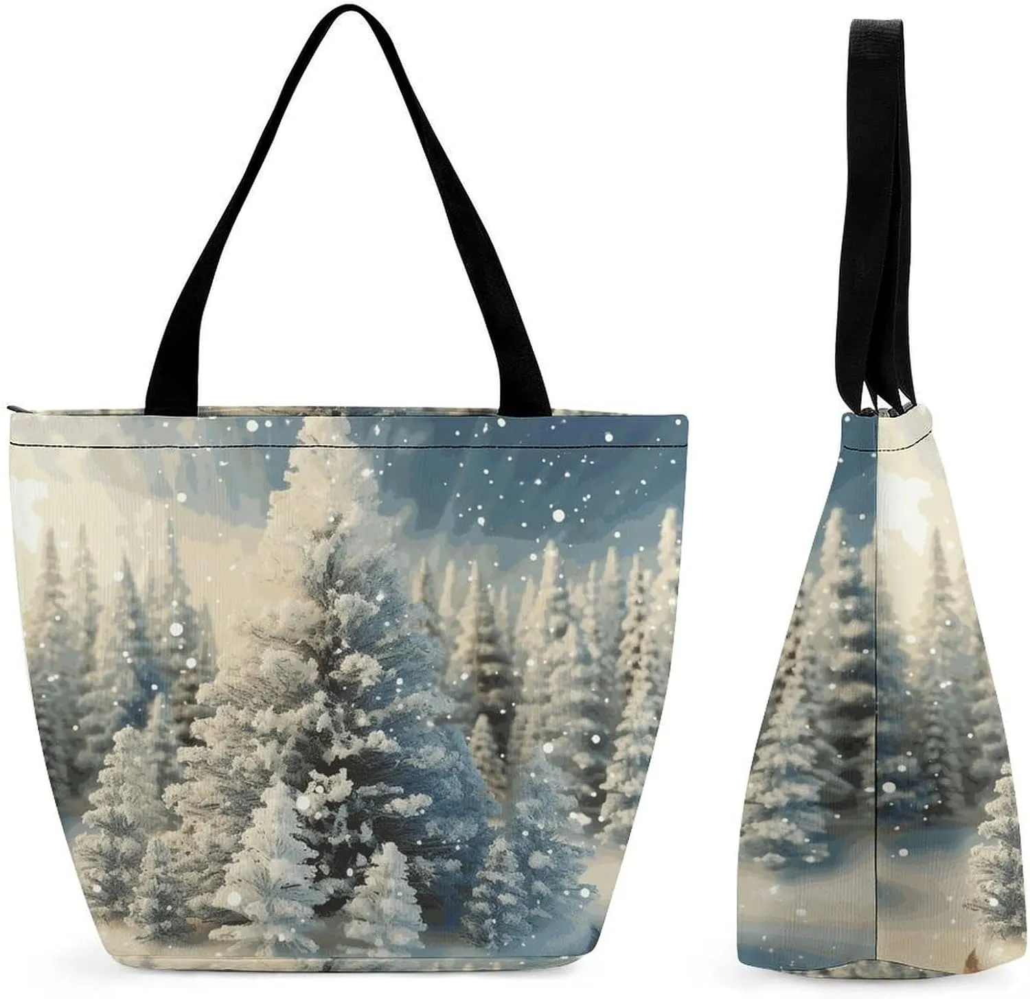 This Snow Wonderland Pine Tree Christmas Women's Shopping Bag Foldable Washable Shoulder Bag Adopts High-definition Printing Technology, with Clear Patterns And Rich Colors. There Are Many Patterns to