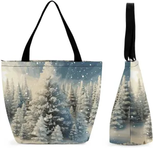 This Snow Wonderland Pine Tree Christmas Women's Shopping Bag Foldable Washable Shoulder Bag Adopts High-definition Printing Technology, with Clear Patterns And Rich Colors. There Are Many Patterns to