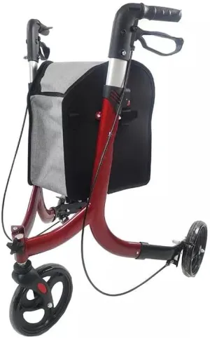 Three Wheeled Rollator for Seniors,Lightweight,Stand Up,Elderly Trolley, Foldable Durable Rollator, 3 Wheel Walker, Walker with Shopping Bag