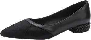 TinaCus Women's Patchwork Leather Pointed Toe Handmade Chunky Heel Work Flats Shoes