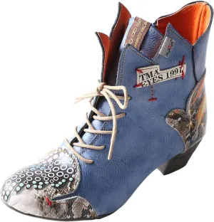 TMA EYES Patchwork Leather Fashionable Retro Women's Ankle Boots
