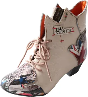 TMA EYES Patchwork Leather Fashionable Retro Women's Ankle Boots
