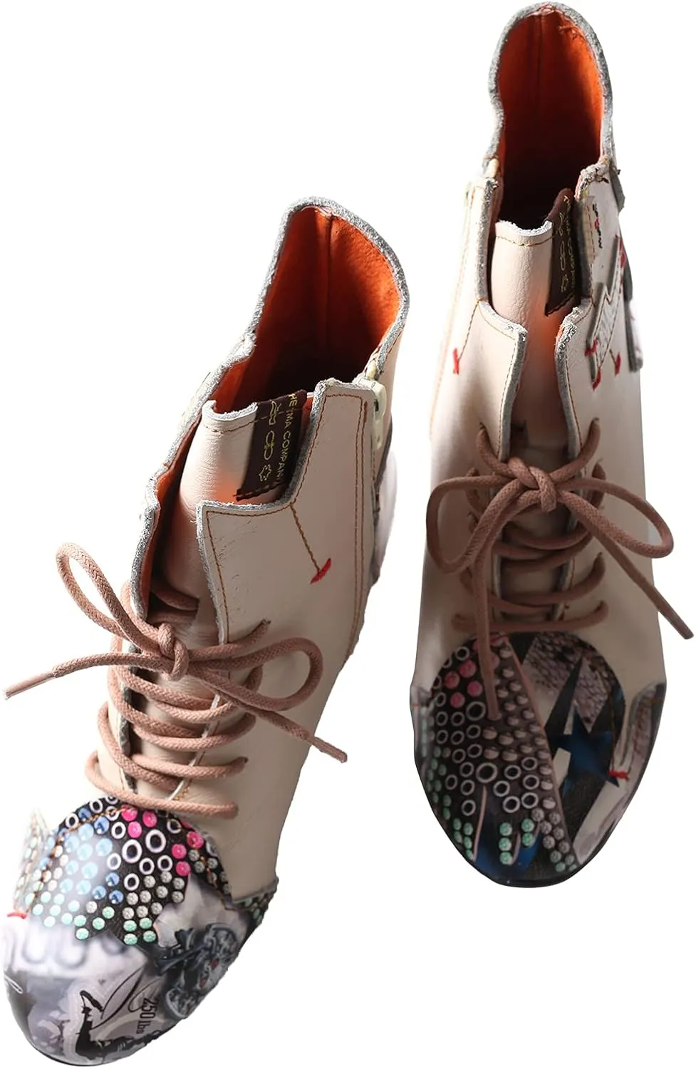 TMA EYES Patchwork Leather Fashionable Retro Women's Ankle Boots