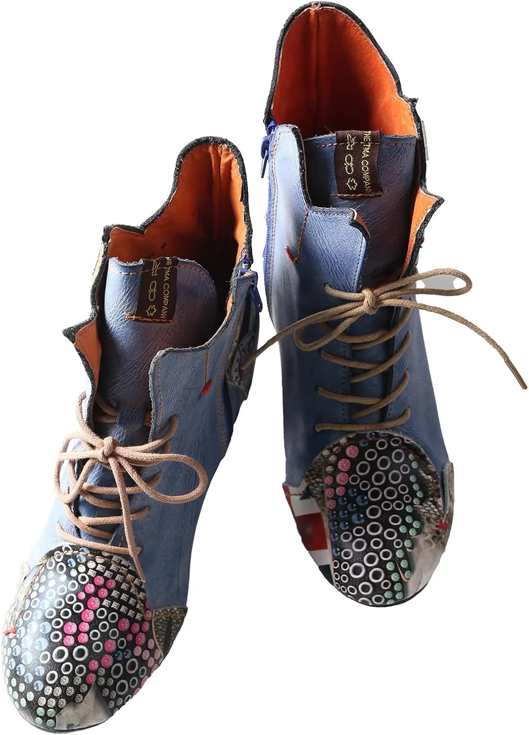 TMA EYES Patchwork Leather Fashionable Retro Women's Ankle Boots