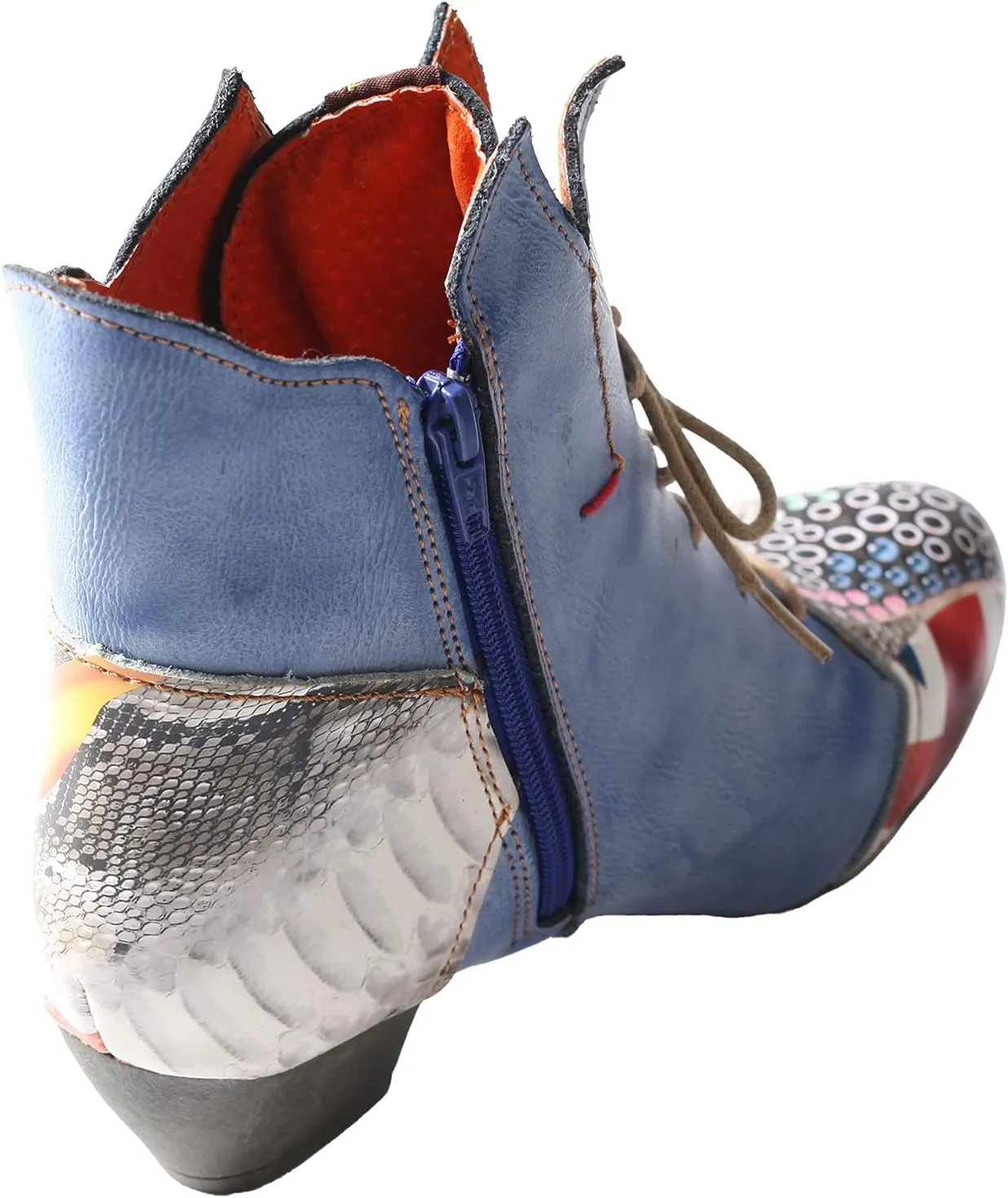 TMA EYES Patchwork Leather Fashionable Retro Women's Ankle Boots