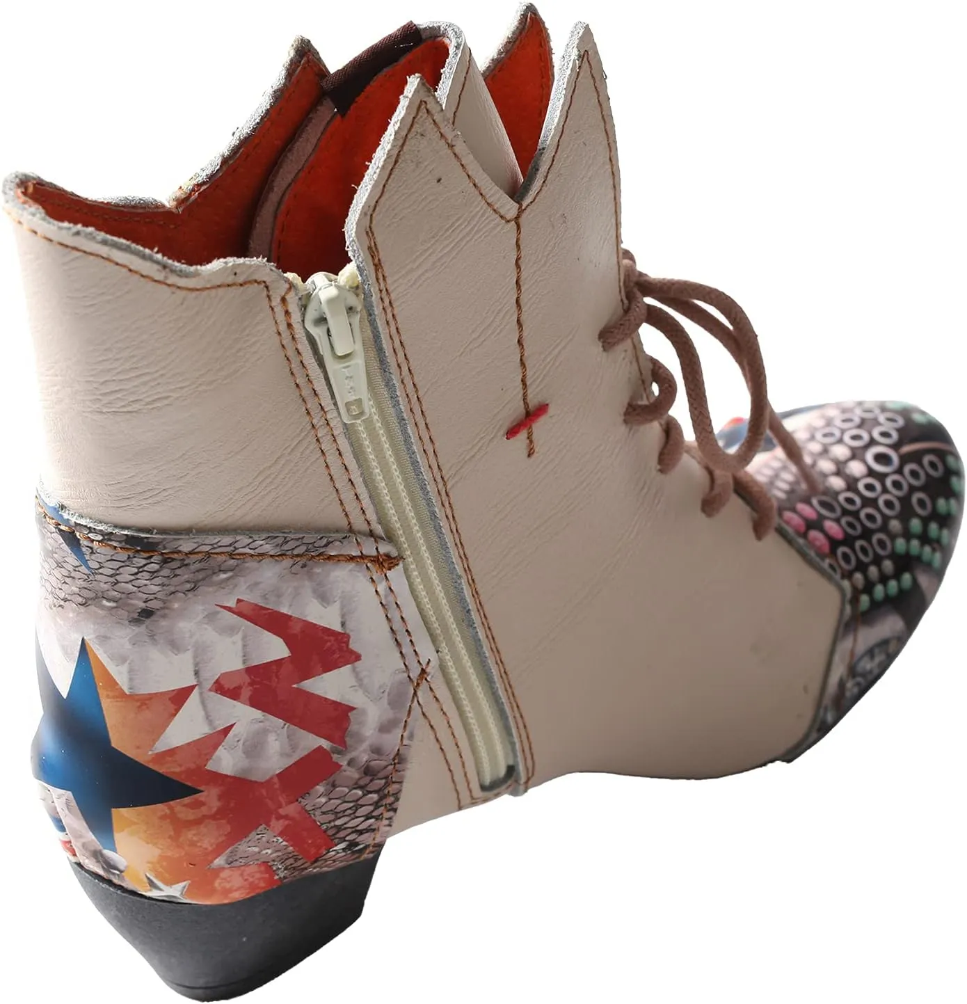 TMA EYES Patchwork Leather Fashionable Retro Women's Ankle Boots